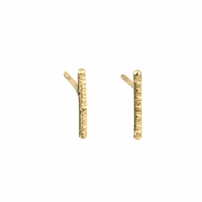 Smooth Accent Sunset Style Gold Bar Studs - 18ky Gold