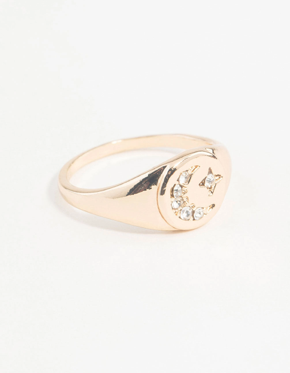 Luxurious Detail Gold Celestial Diamante Moon Ring