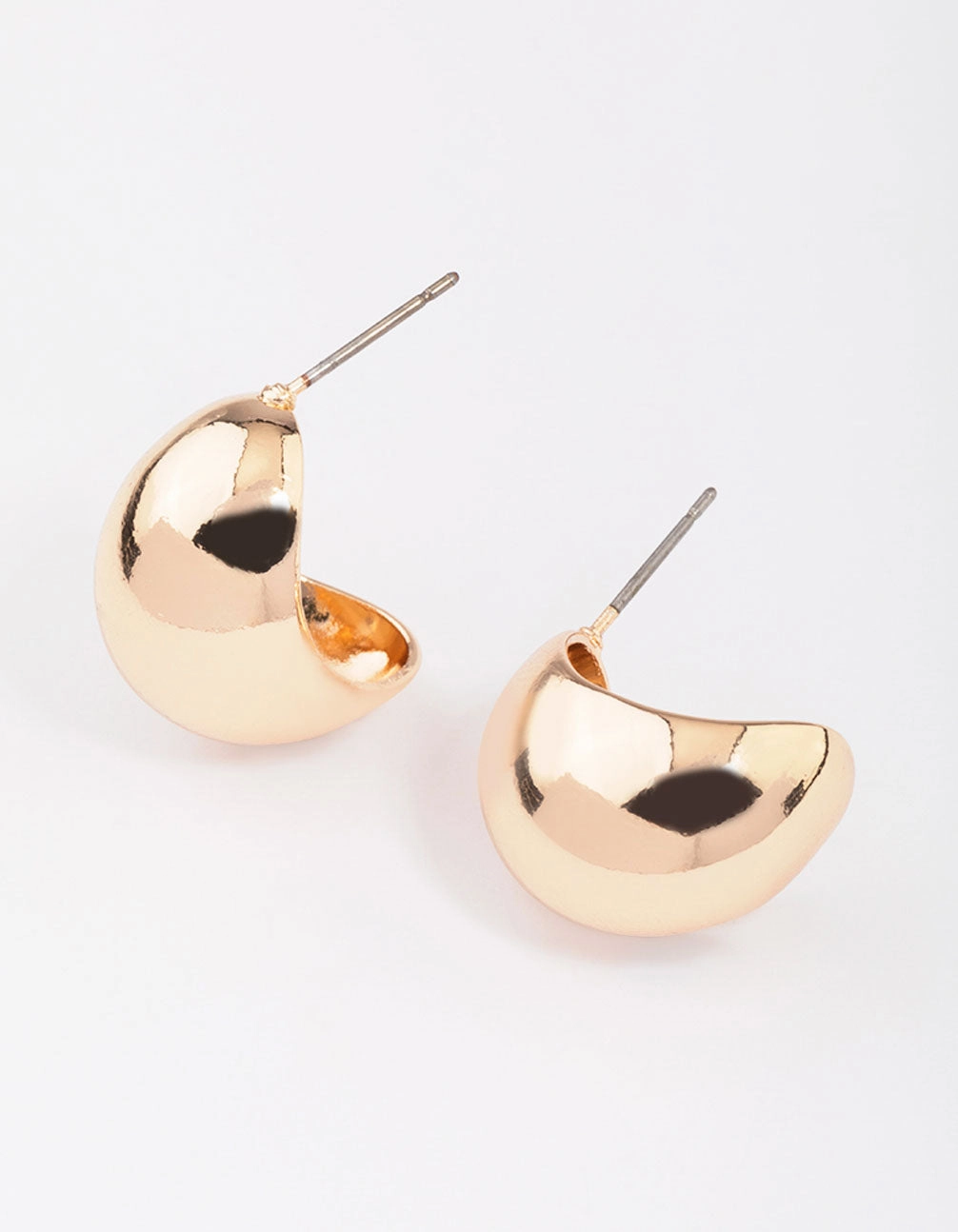 Gold Chubby Ball Huggie Earrings Smooth Finish