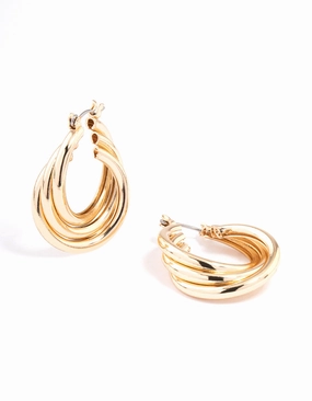 Gold Classic Twisted Hoop Earrings Gleaming Form