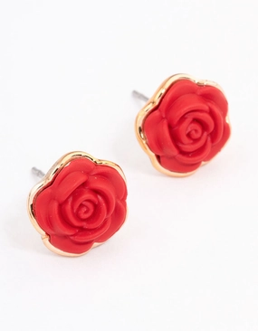 Gold Coated Rose Stud Earrings Stylish Design