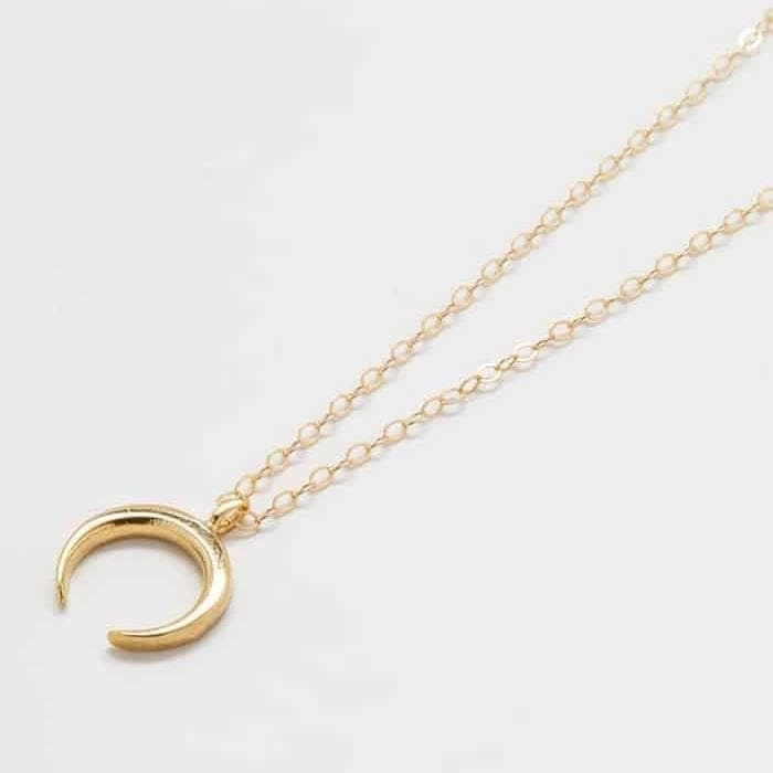 Vintage Accent Gold Crescent Moon Necklace