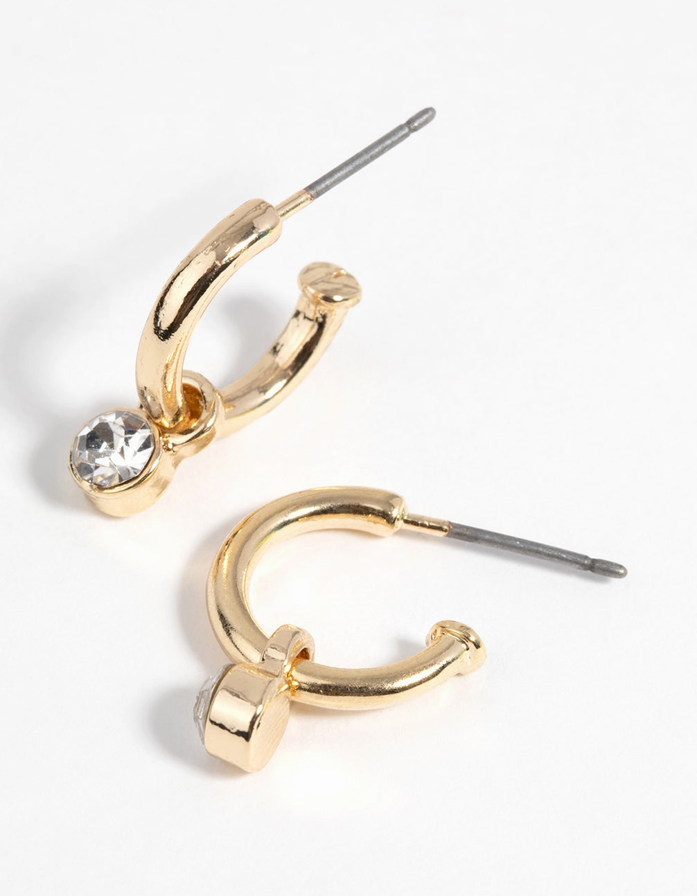 Monochrome Mood Model Fit Gold Diamante Huggie Hoop Earrings