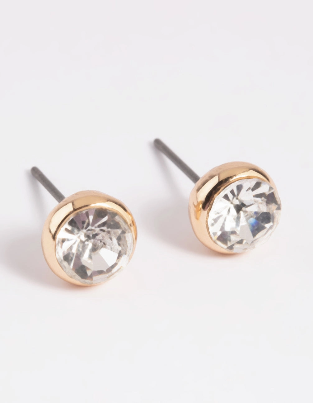 Ethereal Mood Bright Touch Gold Diamante Round Stud Earrings