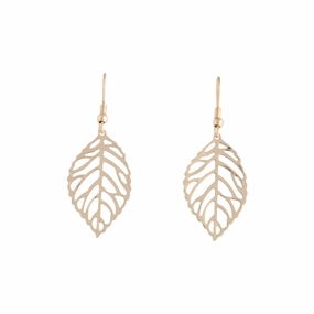 Gold Filigree Leaf Drop Earrings Seasonal Favorite