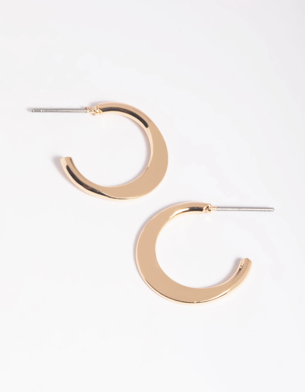 Gold Flat Huggie Hoop Earrings Trend Accent Evening Feature