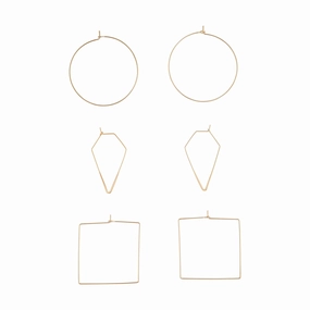 Gold Geometric Fine Hoop Earring Pack Inspired Accent Glitter Finish