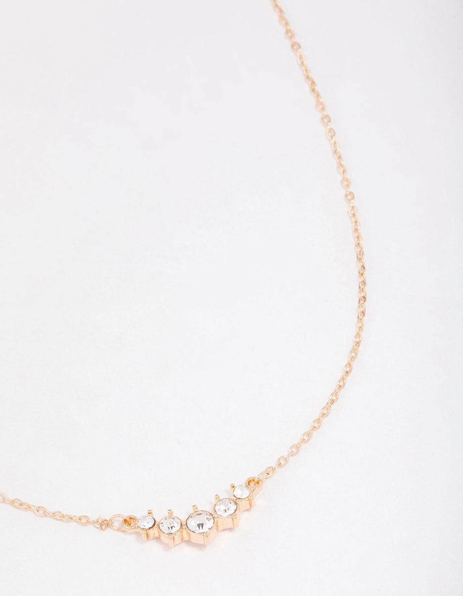 Unique Shine Everyday Set Gold Graduating Diamante Layered Chain Necklace