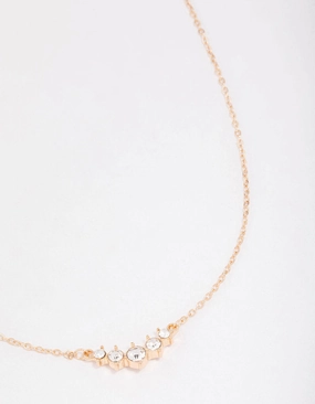 Unique Shine Everyday Set Gold Graduating Diamante Layered Chain Necklace