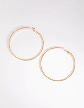 Gold Large Flat Hoop Earrings Essential Accessory