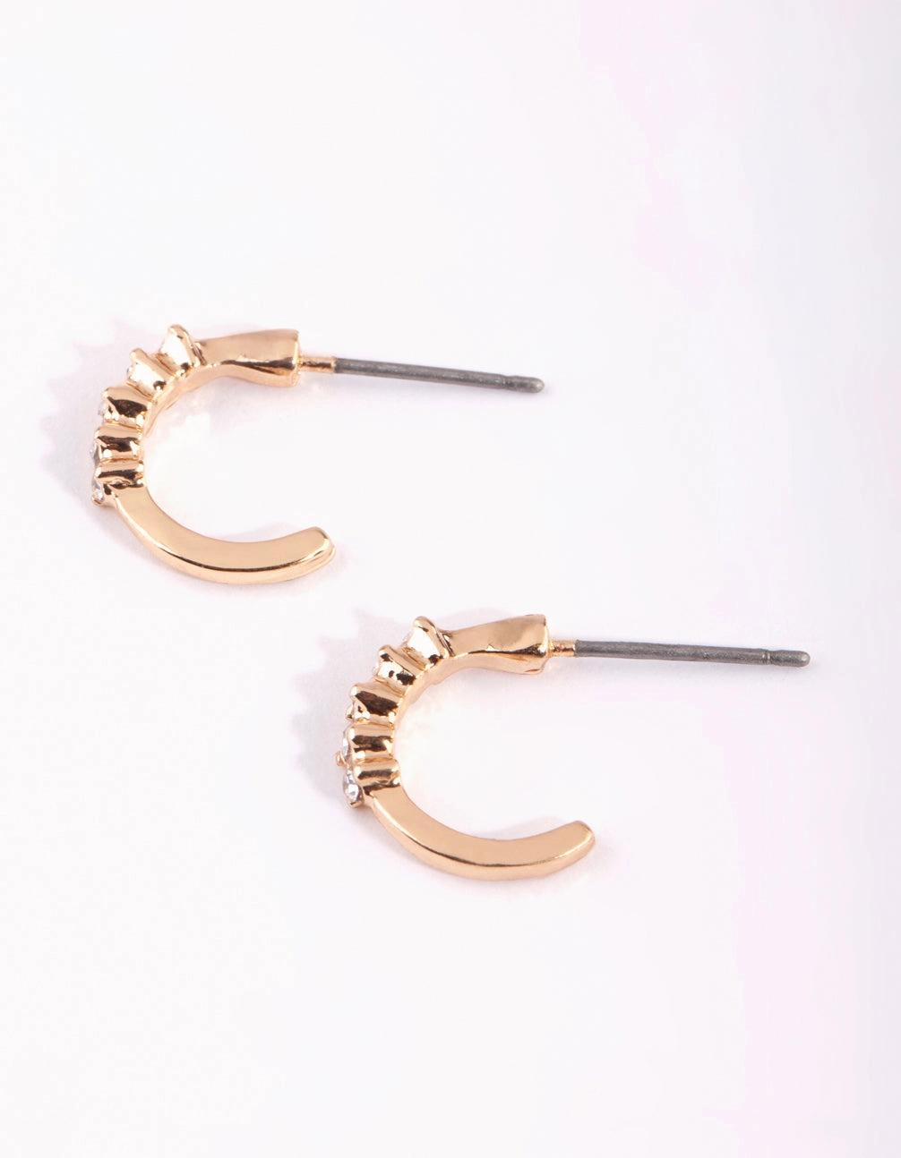 Date Look Gold Micro Diamante Hoop Earrings