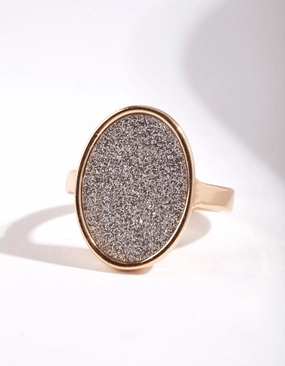 Gift For Her Gold Oval Glitter Paper Ring