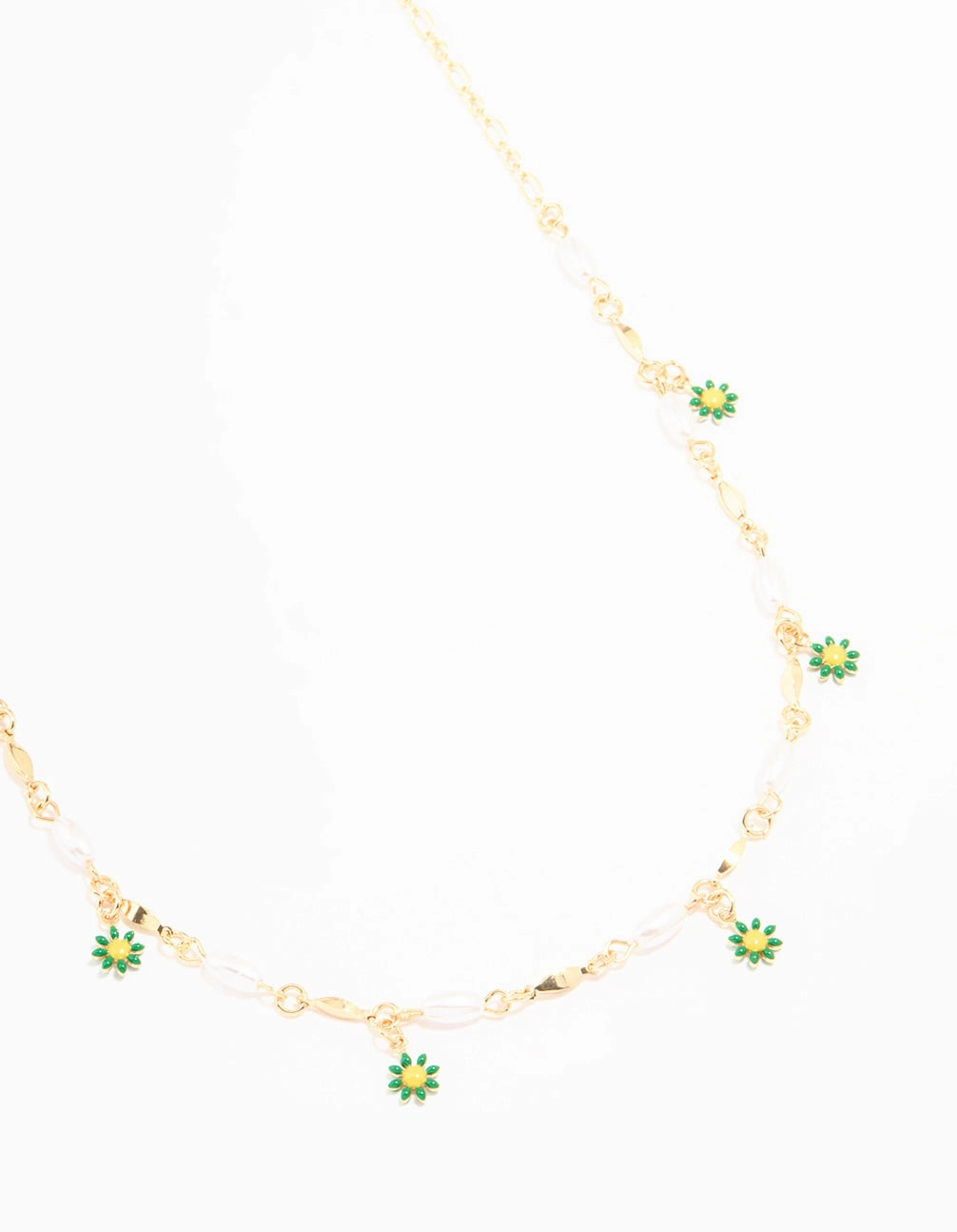 Gold Pearl & Green Flowers Waist Chain Unique Piece Formal Fashion