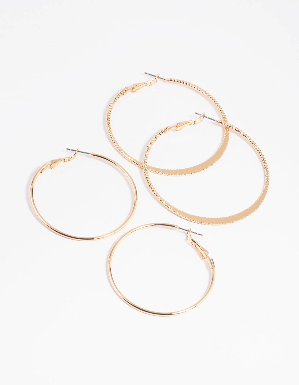 Timeless Finish Bold Combo Gold Plain Hoop Earring Set