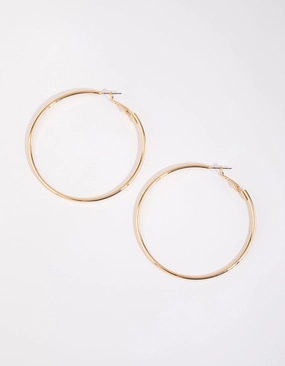 Formal Fit Gold Plain Rounded Hoop Earrings