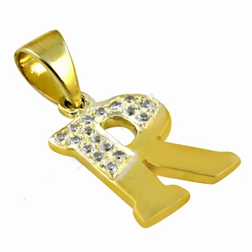 Gold Plated Silver Alphabet Pendant - Fashion Jewelry with CZ Stones Artful Touch