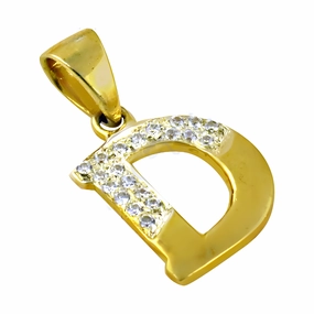 college student Gold Plated Silver Pendant with Initial CZ Gemstone - Personalized Jewelry