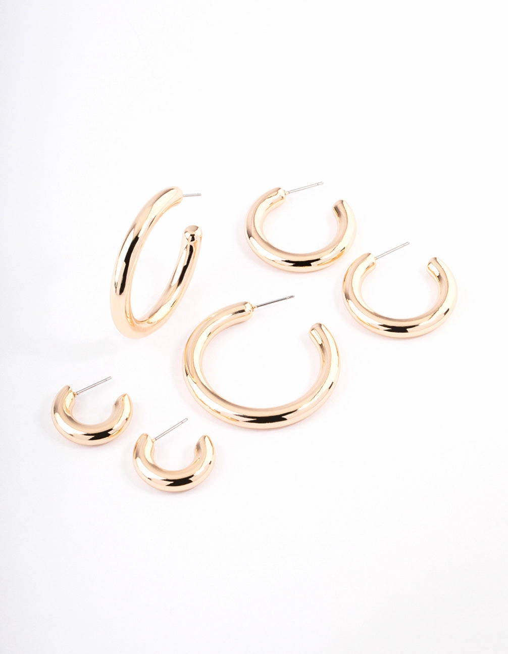 Gold Puffy Mixed Hoop Earrings Pack Understated Spark Graceful Glow