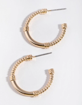 Radiant Jewelry Shine Gold Rope Hoop Earrings