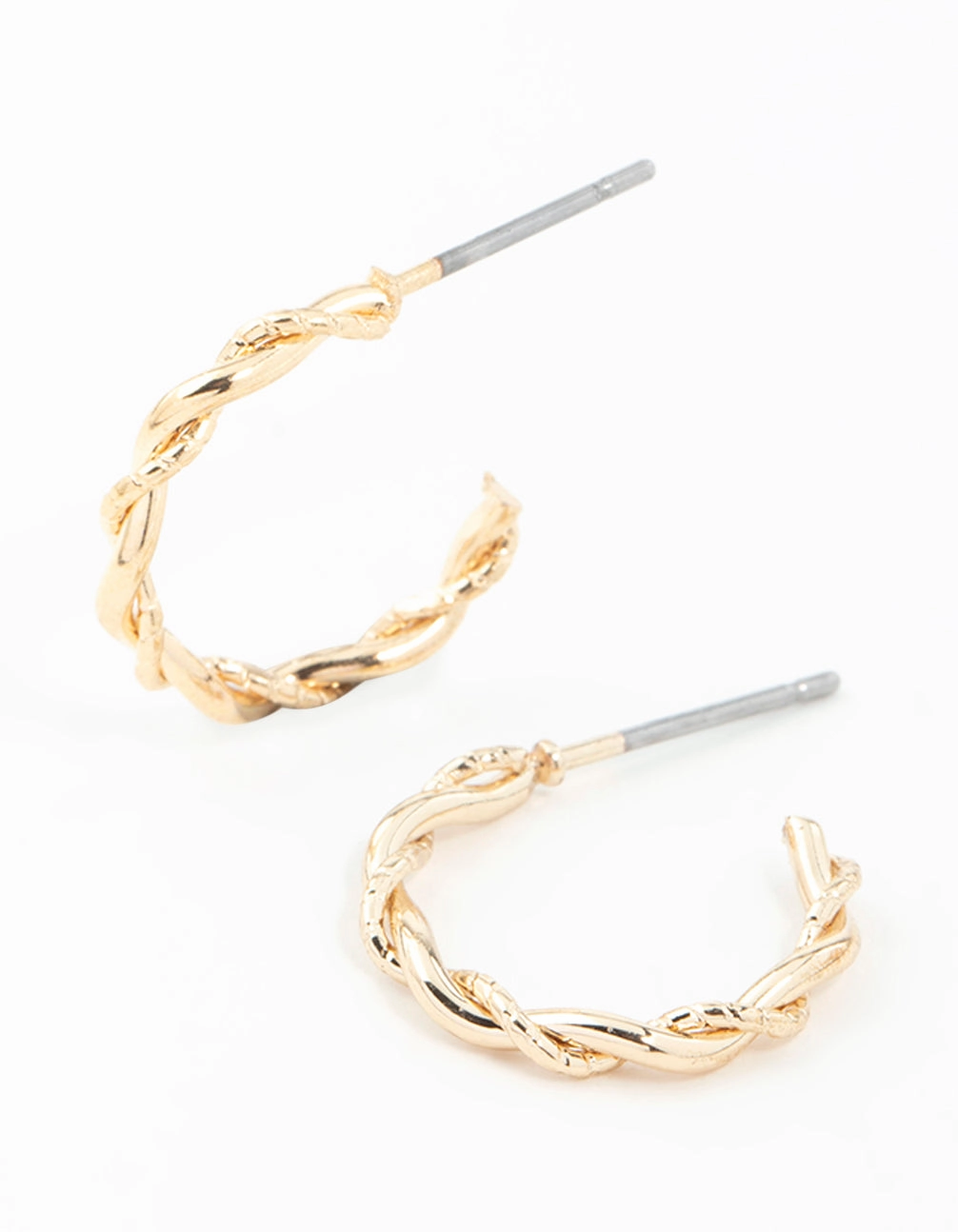 Effortless Design Minimalist Edge Gold Rope Twisted Huggie Earrings
