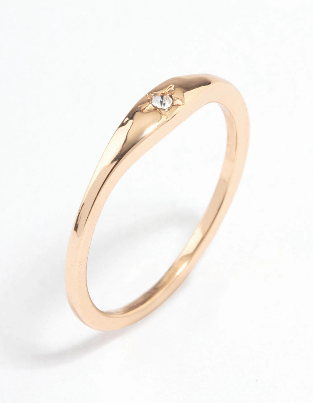 Gold Solitaire Tapered Ring Shine In Light