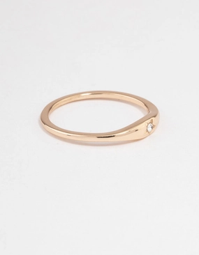 Gold Solitaire Tapered Ring Photo Ready Cool Form