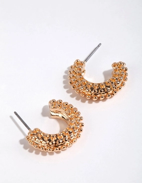 Chic Balance Gold Spot Textured Huggie Earrings