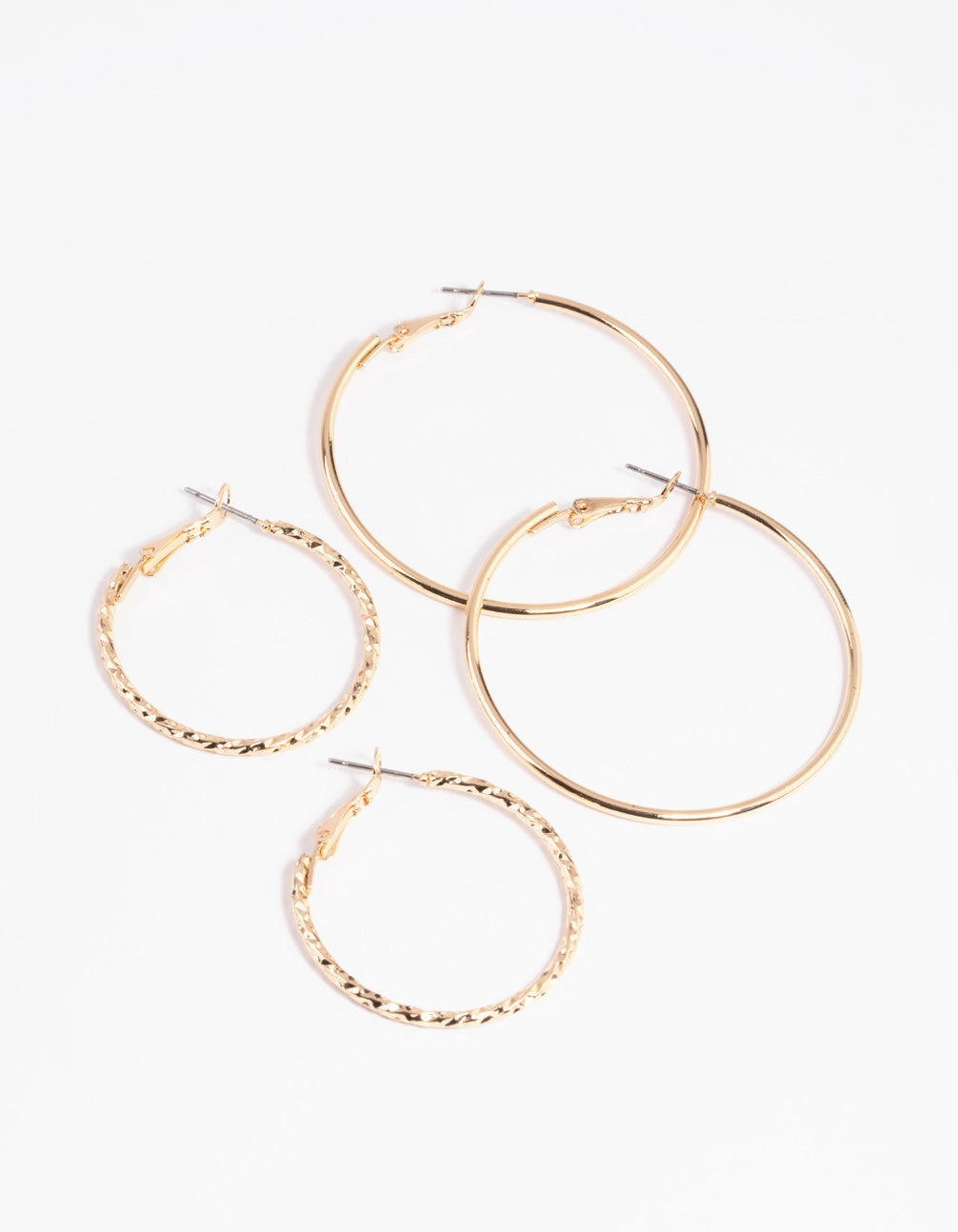 Fashion Craft Gold Textured Hoop Earring Set
