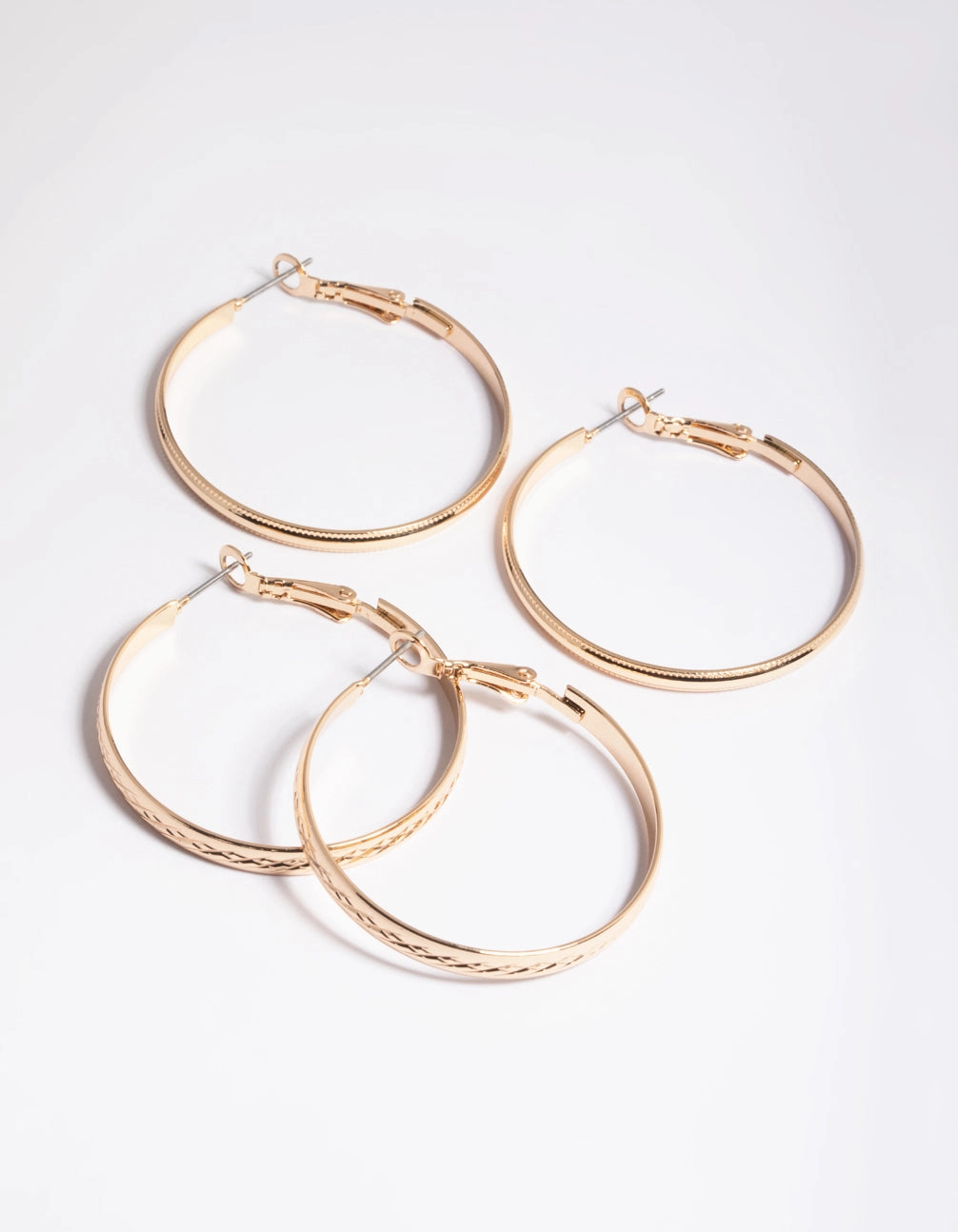 Gold Textured Hoop Earrings Pack Minimal Design