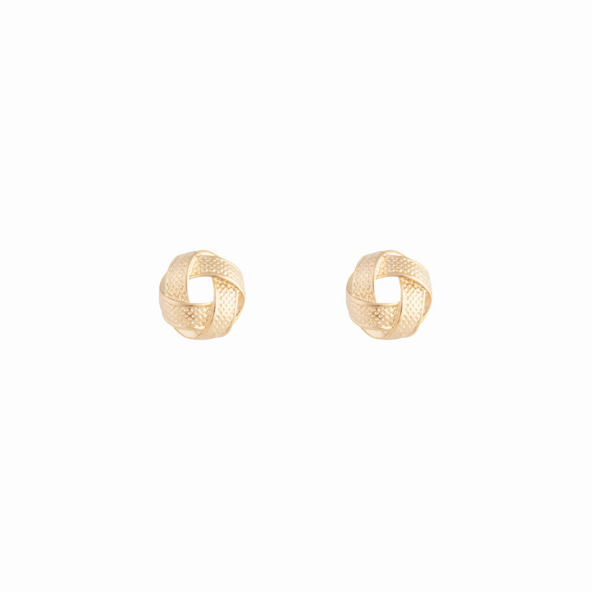Gold Textured Knot Stud Earrings Classic Look Evening Detail