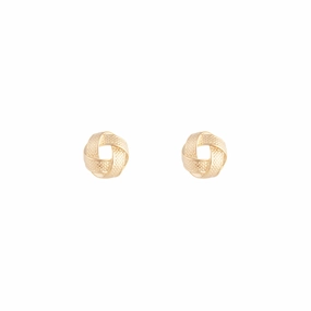 Gold Textured Knot Stud Earrings Classic Look Evening Detail