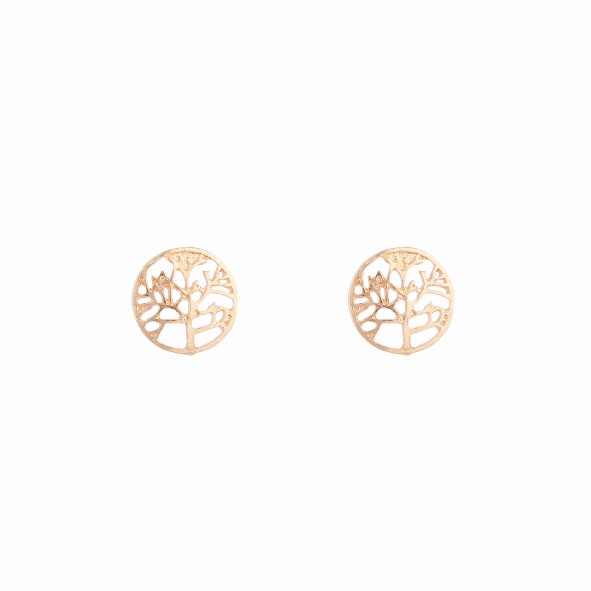 Fashionable Finish Gold Tree Of Life Stud Earrings