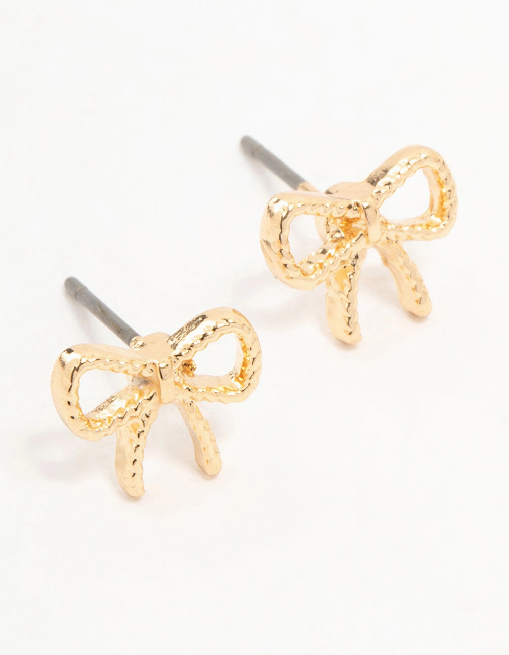 Gold Twisted Bow Stud Earrings Classic Form All Day Spark