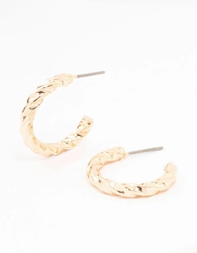 Gold Twisted Huggie Earrings Dazzle Factor All Style