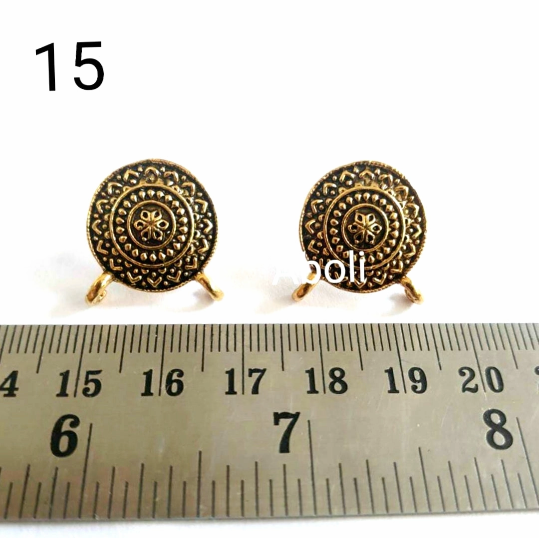 Golden circle stud components with 2 loops metal earrings findings ESG15 Splendid Ornament Sturdy Piece
