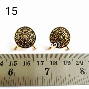 Golden circle stud components with 2 loops metal earrings findings ESG15 Splendid Ornament Sturdy Piece