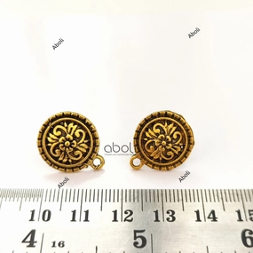 High-Quality Creation Golden floral stud earring components metal round earrings findings ESG69