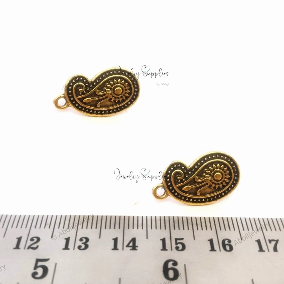 Golden paisley stud earring components metal earrings findings ESG51 Contemporary Product Heart-Shaped Adornment