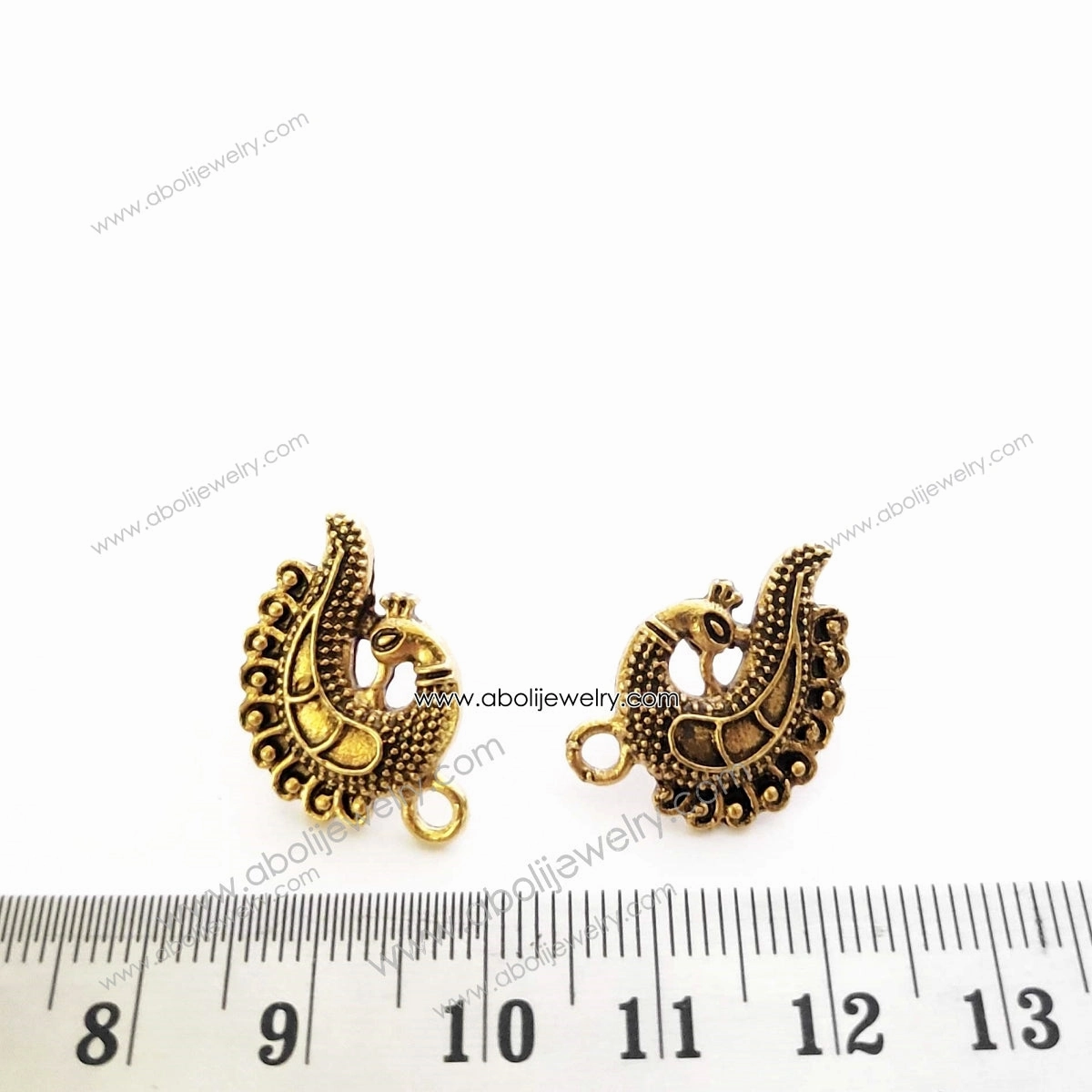 Beautiful Element Golden peacock stud components metal earrings findings ESG10
