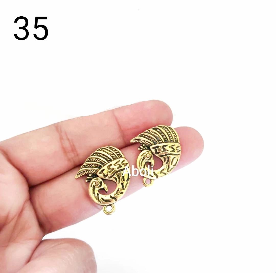 Delicate Accent Golden Peacock stud earrings components metal earrings findings ESG35