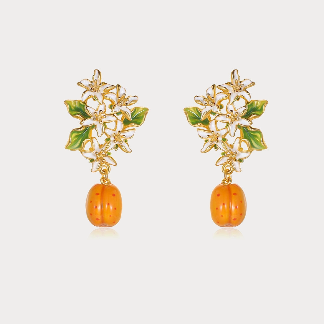 Glam Choice Sophisticated Edge Golden Plum Blossom Earrings