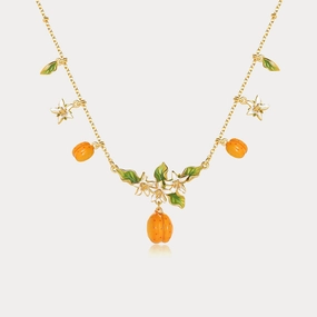 Charming Jewelry Design Golden Plum Blossom Multi- Charm Necklace