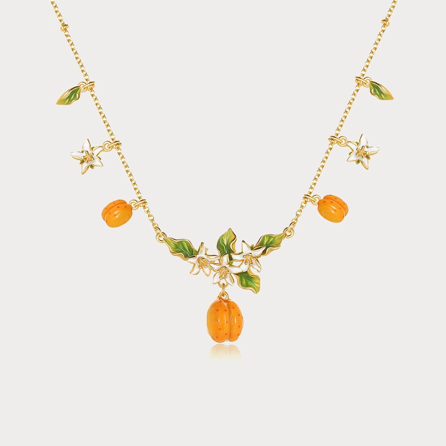 Charming Jewelry Design Golden Plum Blossom Multi- Charm Necklace