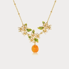 Golden Plum Blossom Pendant Necklace Smart Finish