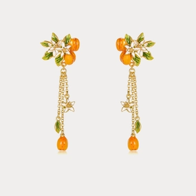 Distinct Detail Playful Shine Golden Plum Flower Drop Earrings