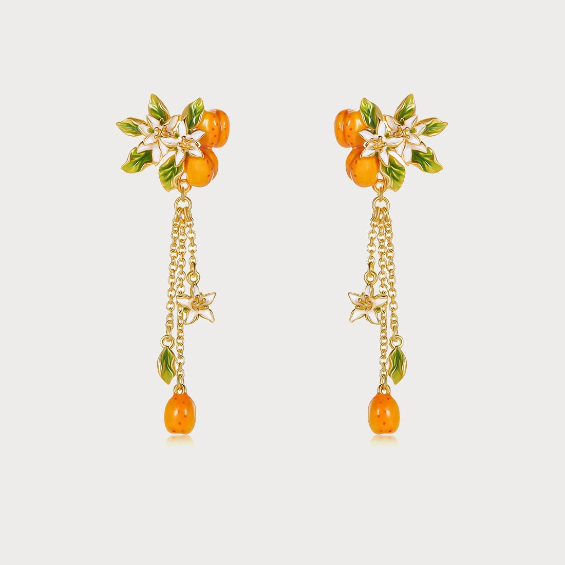 Distinct Detail Playful Shine Golden Plum Flower Drop Earrings
