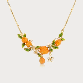 Golden Plum Flower Necklace Natural Finish