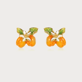 Golden Plum Flower Stud Earrings Chic Accent