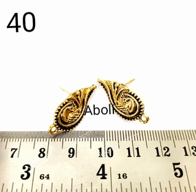 Golden stud earrings components metal earrings findings ESG40 Glittering Item