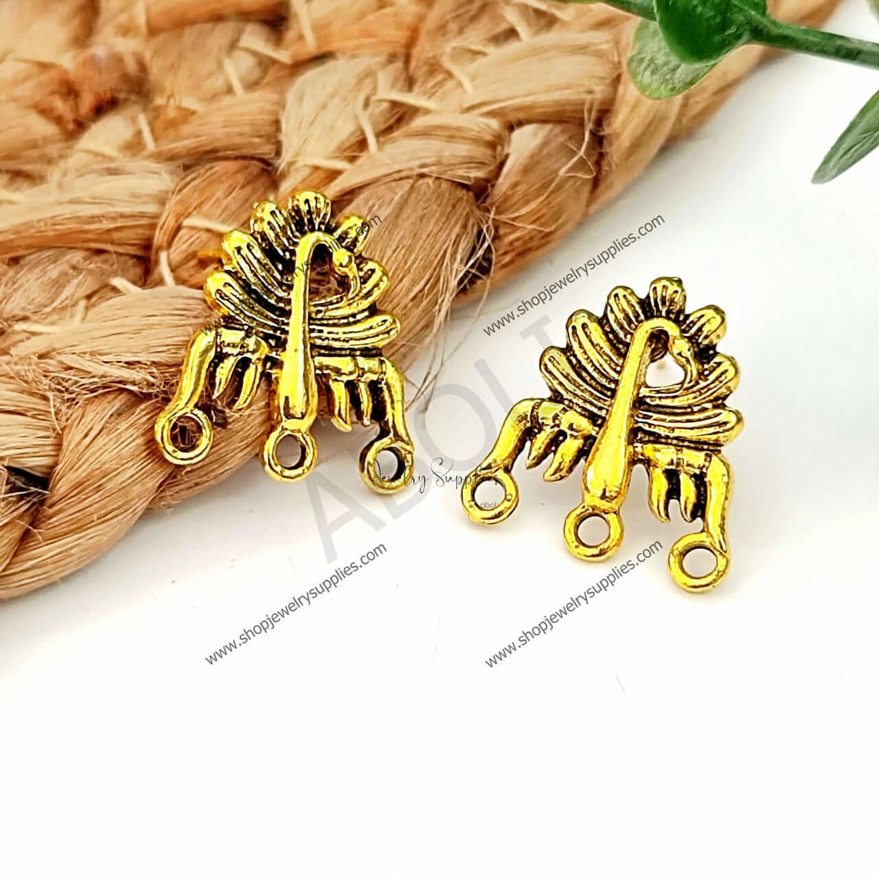 Golden stud earrings components metal earrings findings ESG82 Sturdy Selection